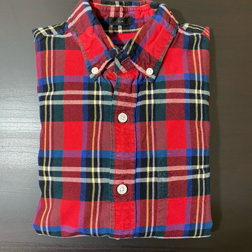 J. Crew Slim fit Oxford Cloth Shirt Vintage Plaid
